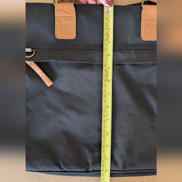 PKG | Black XPKG Travel Laptop Bag, Tan Faux Leather Handles - Picture 15 of 16